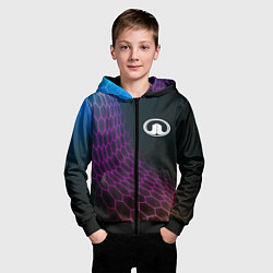 Толстовка на молнии детская Great Wall neon hexagon, цвет: 3D-черный — фото 2