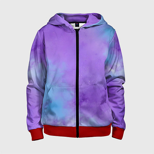 Детская толстовка на молнии Фиолетовый космический туман / 3D-Красный – фото 1