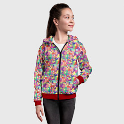 Толстовка на молнии детская Звезды и другие геометрические фигуры, цвет: 3D-красный — фото 2