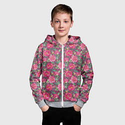Толстовка на молнии детская Пионы и шмели, цвет: 3D-меланж — фото 2