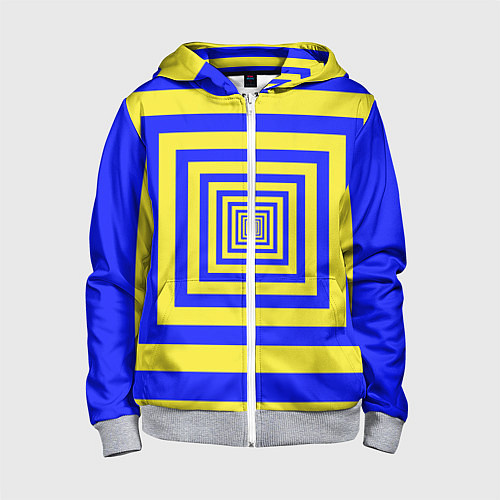 Детская толстовка на молнии Квадраты уходящие в даль / 3D-Меланж – фото 1