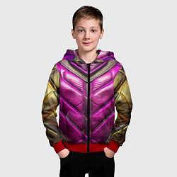 Толстовка на молнии детская Текстурная кожа в космическом стиле, цвет: 3D-красный — фото 2