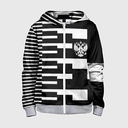 Толстовка на молнии детская Россия геометрия, цвет: 3D-меланж