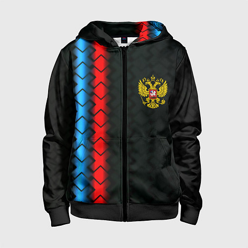 Детская толстовка на молнии Россия спорт герб / 3D-Черный – фото 1