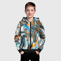 Толстовка на молнии детская Иллюзия смешанных абстрактных красок, цвет: 3D-черный — фото 2