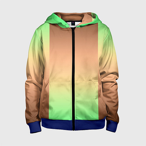 Детская толстовка на молнии Фисташковый комбинированный градиент / 3D-Синий – фото 1