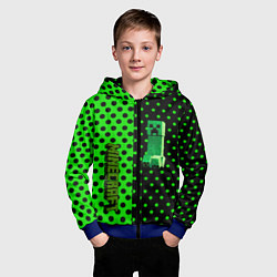 Толстовка на молнии детская Minecraft creeper pattern, цвет: 3D-синий — фото 2
