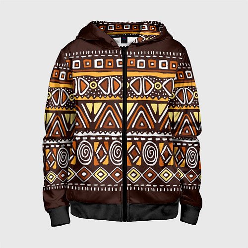 Детская толстовка на молнии Африканский традиционный орнамент / 3D-Черный – фото 1