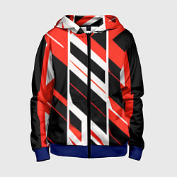 Детская толстовка на молнии Black and red stripes on a white background