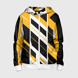 Детская толстовка на молнии Black and yellow stripes on a white background