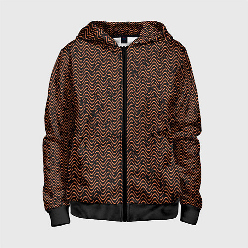 Детская толстовка на молнии Волнистая текстура чёрно-коричневый / 3D-Черный – фото 1