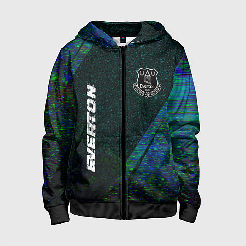 Детская толстовка на молнии Everton glitch blue / 3D-Черный – фото 1