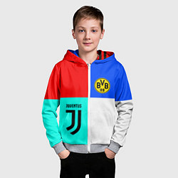 Толстовка на молнии детская Juventus x Borussia, цвет: 3D-меланж — фото 2