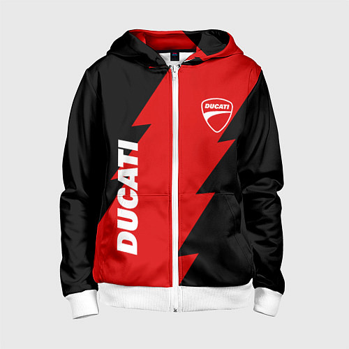 Детская толстовка на молнии Ducati - logo / 3D-Белый – фото 1