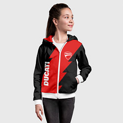 Толстовка на молнии детская Ducati - logo, цвет: 3D-белый — фото 2