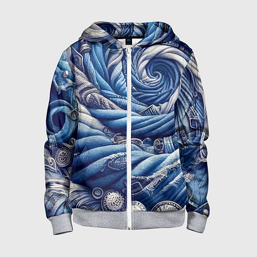 Детская толстовка на молнии Denim funnel - fashion trend / 3D-Меланж – фото 1