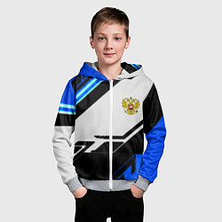 Толстовка на молнии детская Россия геометрия текстура, цвет: 3D-меланж — фото 2