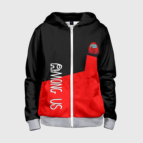 Детская толстовка на молнии Амонг ас геометрия красный / 3D-Меланж – фото 1