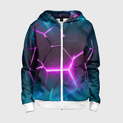 Детская толстовка на молнии Голубые и розовые неоновые плиты в разломе