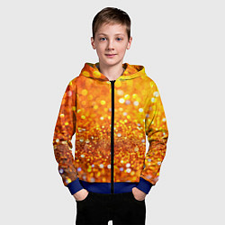 Толстовка на молнии детская Оранжевые и желтые блестяшки боке, цвет: 3D-синий — фото 2
