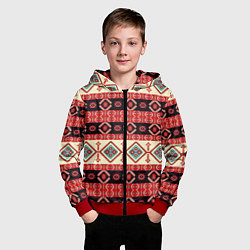 Толстовка на молнии детская Этнический геометрический узор, цвет: 3D-красный — фото 2