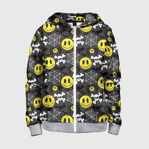 Детская толстовка на молнии Смайлик хэллоуин / 3D-Меланж – фото 1