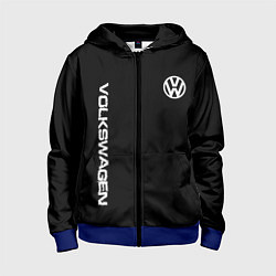 Толстовка на молнии детская Volkswagen logo white, цвет: 3D-синий