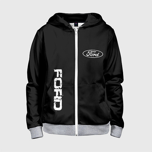 Детская толстовка на молнии Ford logo white steel / 3D-Меланж – фото 1