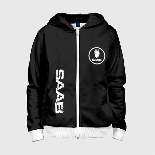 Детская толстовка на молнии SAAB logo white / 3D-Белый – фото 1