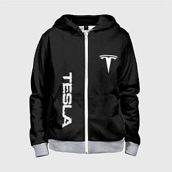 Детская толстовка на молнии Tesla logo white