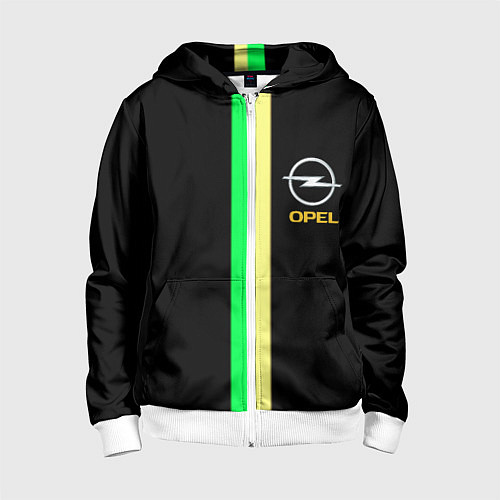 Детская толстовка на молнии Opel line geometry / 3D-Белый – фото 1