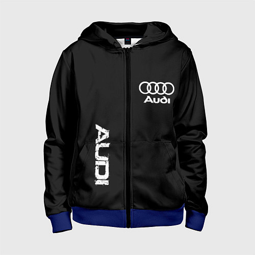 Детская толстовка на молнии AUDI sport white / 3D-Синий – фото 1