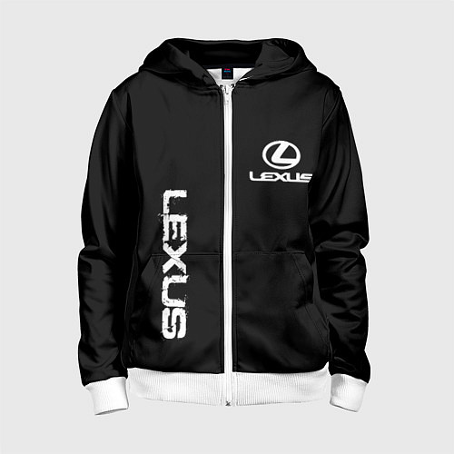 Детская толстовка на молнии Lexus white logo auto / 3D-Белый – фото 1