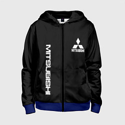 Толстовка на молнии детская Mitsubishi logo white auto, цвет: 3D-синий