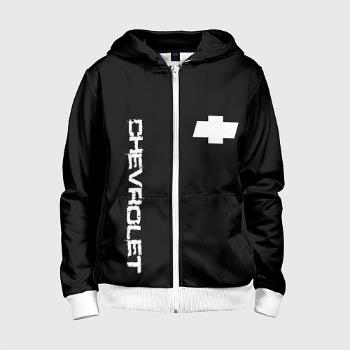 Детская толстовка на молнии Chevrolet white logo auto / 3D-Белый – фото 1