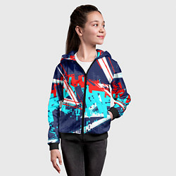 Толстовка на молнии детская Яркий абстрактный узор для спорта, цвет: 3D-черный — фото 2