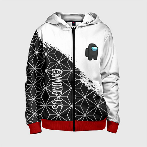 Детская толстовка на молнии Among us mobile game retro / 3D-Красный – фото 1