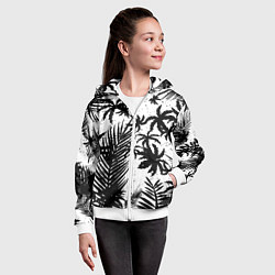 Толстовка на молнии детская Чёрно белые пальмы, цвет: 3D-белый — фото 2