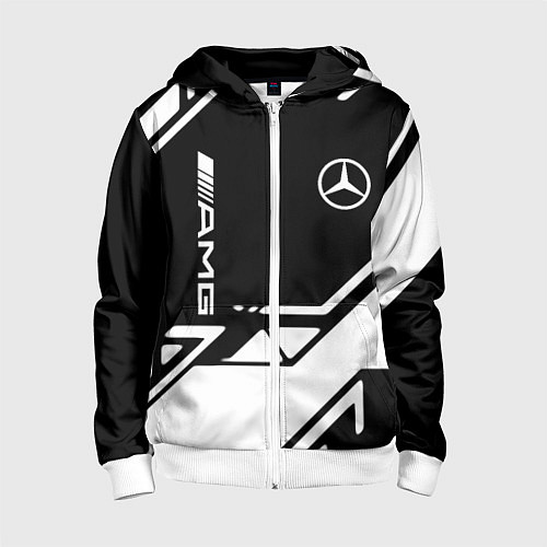Детская толстовка на молнии Mercedes bens geometry / 3D-Белый – фото 1