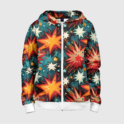 Детская толстовка на молнии Граффити звёзды и космос / 3D-Белый – фото 1