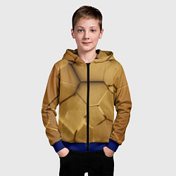 Толстовка на молнии детская Золотые неоновые плиты в разломе, цвет: 3D-синий — фото 2