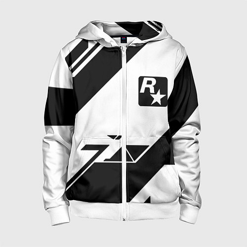 Детская толстовка на молнии Rockstar game pattern / 3D-Белый – фото 1