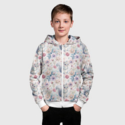 Толстовка на молнии детская Бельчонок в цветах, цвет: 3D-белый — фото 2