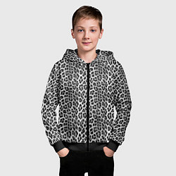 Толстовка на молнии детская Черно-белая шкура леопарда, цвет: 3D-черный — фото 2