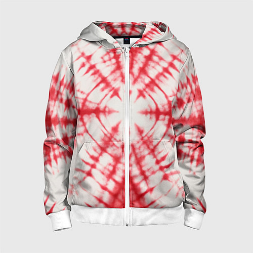 Детская толстовка на молнии Тай-дай бело-красный / 3D-Белый – фото 1