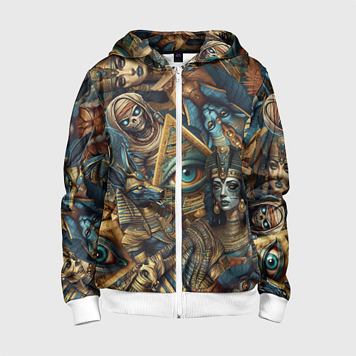 Детская толстовка на молнии Фараон Клеопатра и Божества древнего Египта / 3D-Белый – фото 1