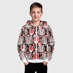 Толстовка на молнии детская Узор тигр с лисой, цвет: 3D-белый — фото 2