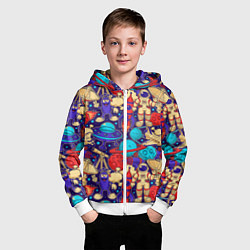 Толстовка на молнии детская Космические мультяшные персонажи, цвет: 3D-белый — фото 2