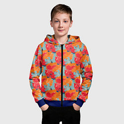 Толстовка на молнии детская Красные синие оранжевые лилии, цвет: 3D-синий — фото 2