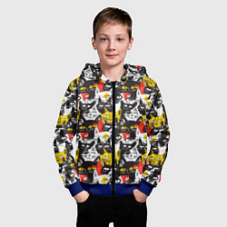 Толстовка на молнии детская Прикольные коты, цвет: 3D-синий — фото 2